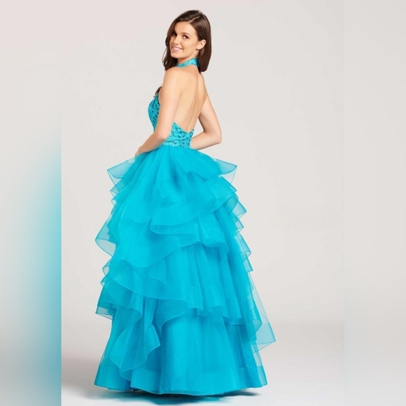 Ellie Wilde By Mon Cherie, Navy Lace And Tulle Ball Gown, Size 12 - Picture 2 of 10